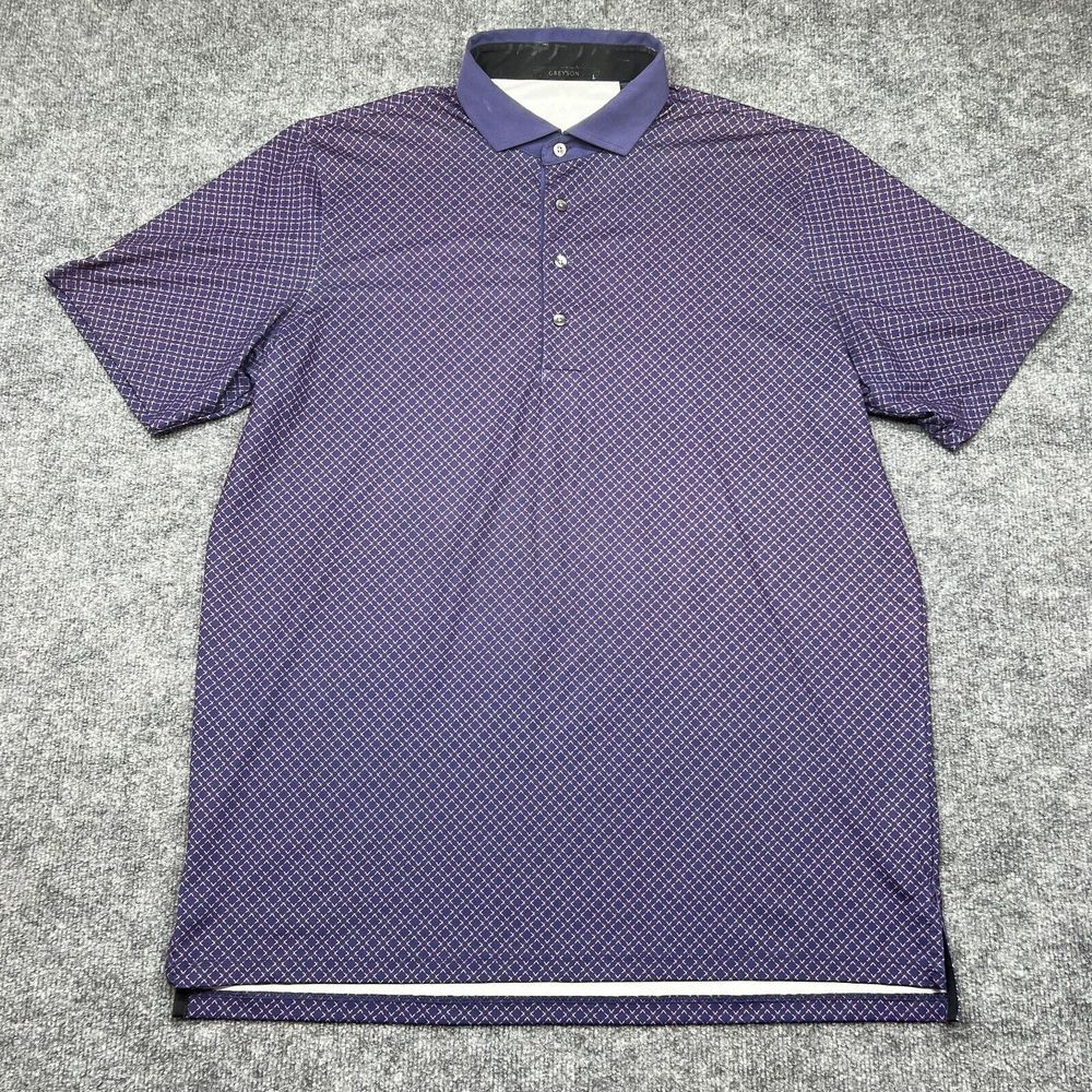 Greyson Polo Shirt Men's Large‎ Purple All Over Print Geometric Golf